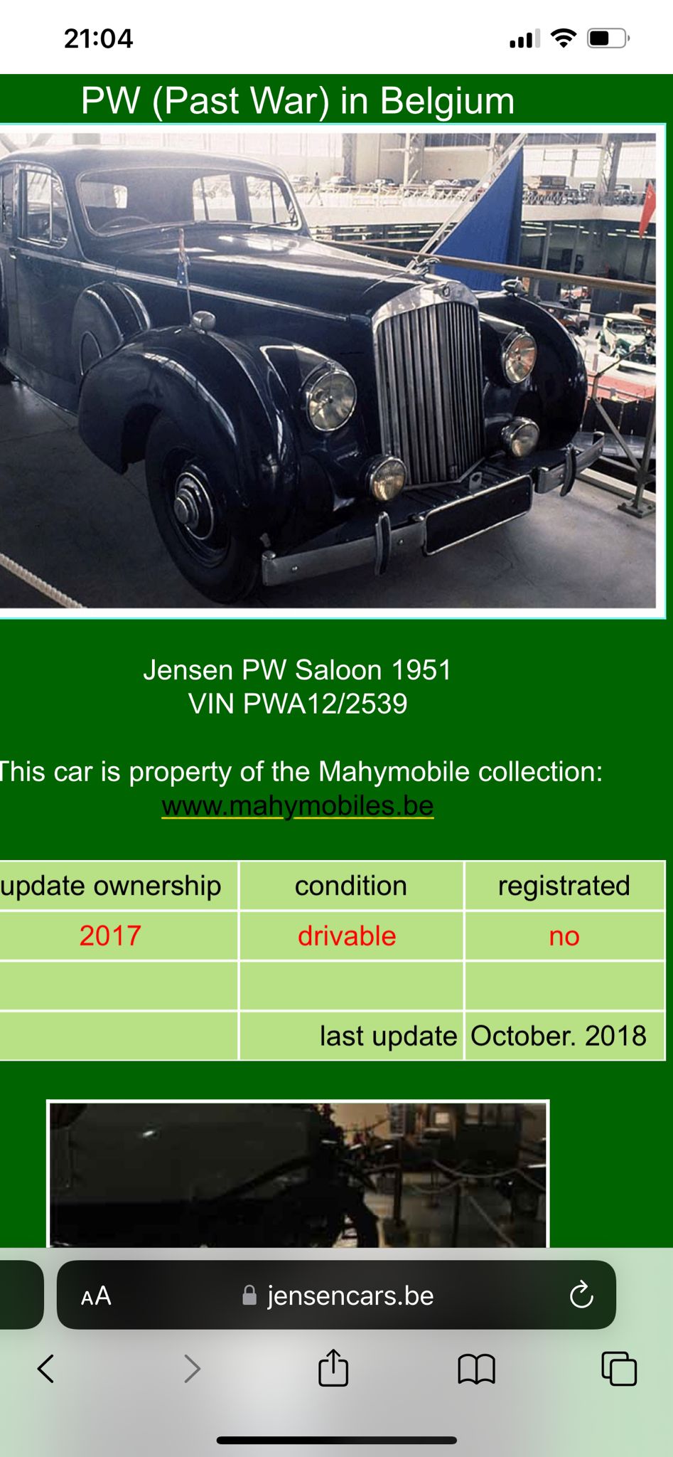 Jensen PW 12  Vente de voitures anciennes